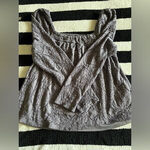 square neck lace purple blouse